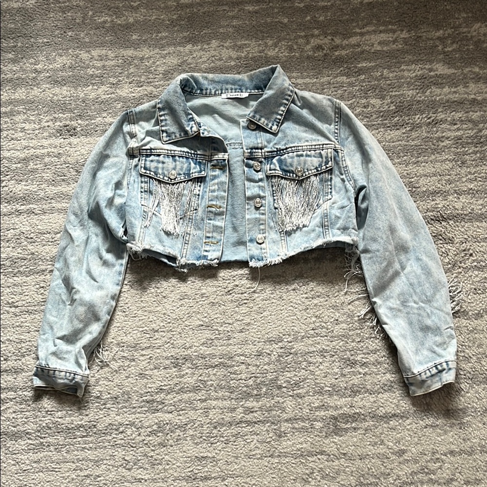Light Blue Distressed Jean Jacket